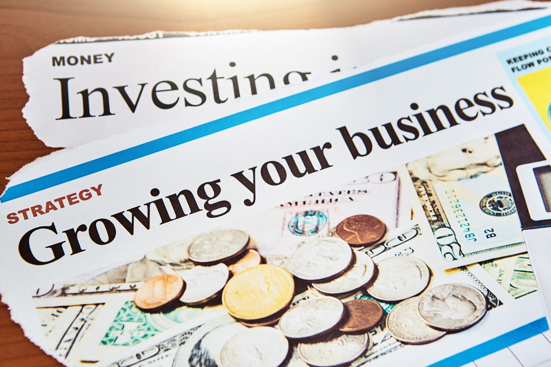 Newspaper cuttings give advice on growing your business, and on investing